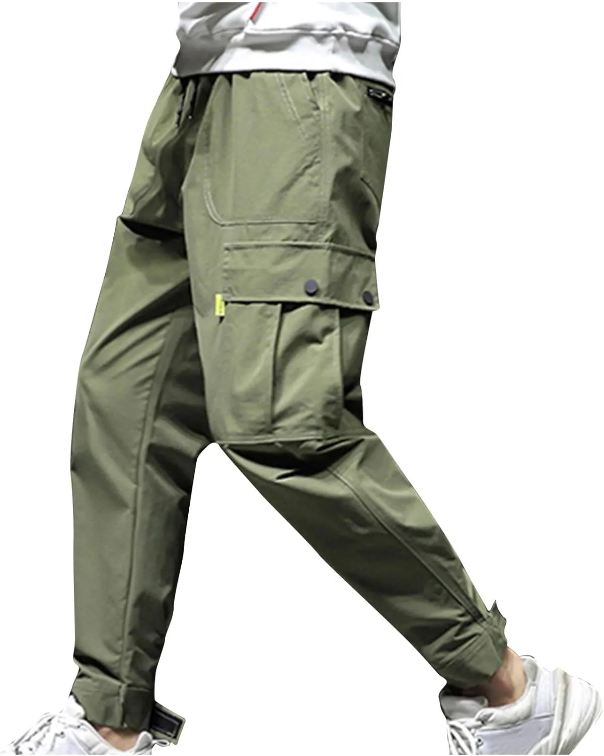 Men Cargo Pants Multi Pockets Work Trousers Casual Jogger Pants Drawstring Sweatpants Elastic Waist Pants Tapered Pant