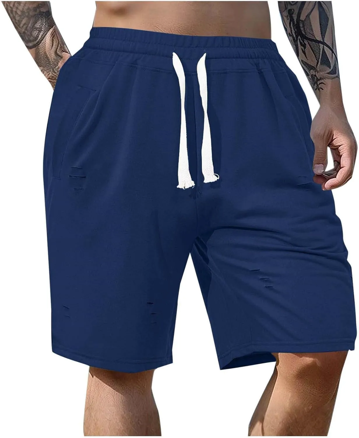 Men's Athletic Waffle Shorts Quick Dry with Pockets Bermuda Gym Running Workout Lightweight Activewear Trunks