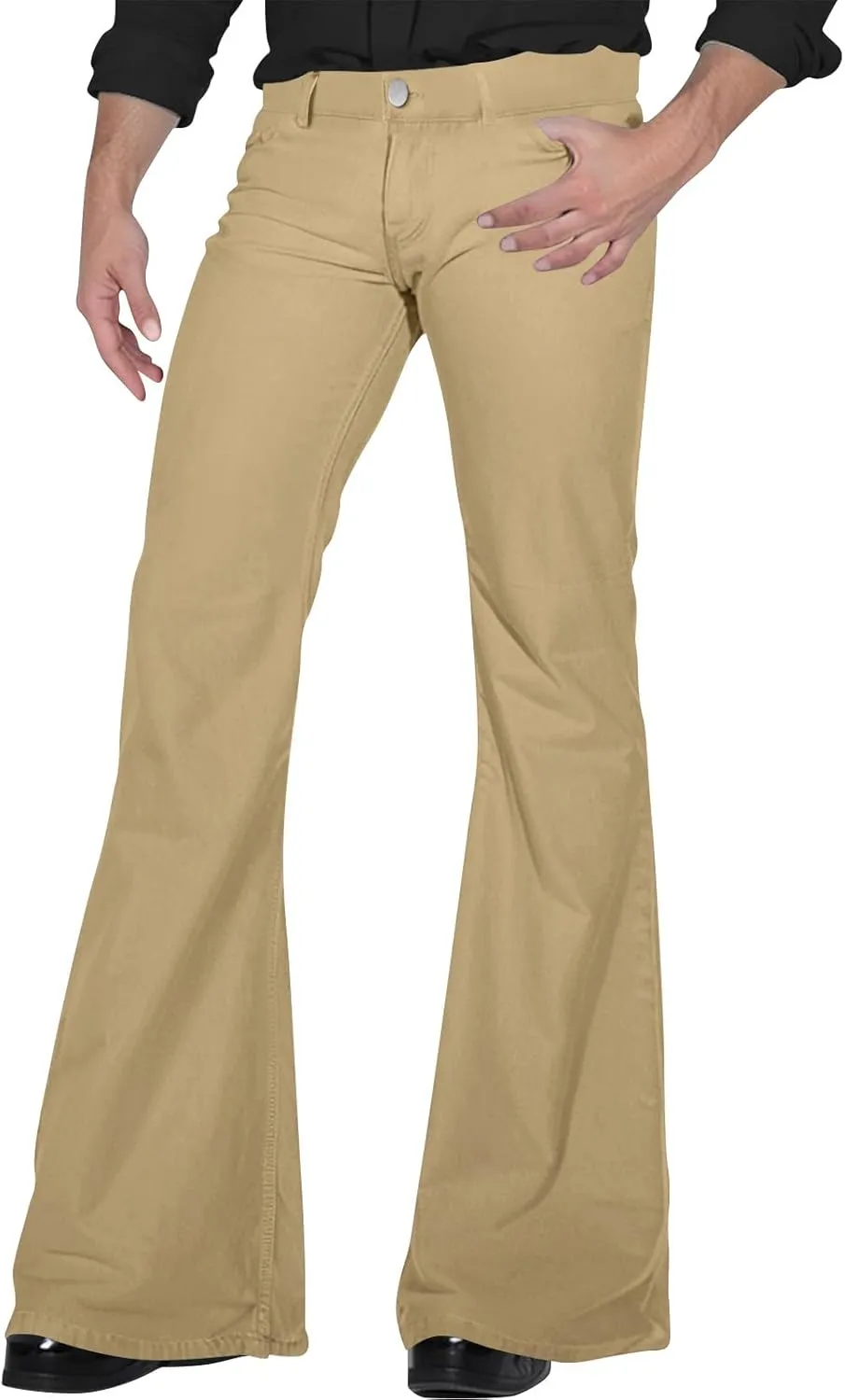 Mens Bell Bottoms Pants 70S Disco Jeans Pants Vintage Denim Pant Slim Fit Flared Pant Stretch Twill Trousers