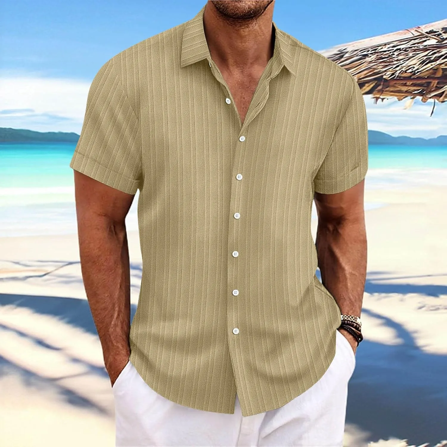 Mens Button Down Shirts Short Sleeve Linen Cotton T Shirts Business Casual Work Tshirt Summer Dress Shirts Outfits Clothes