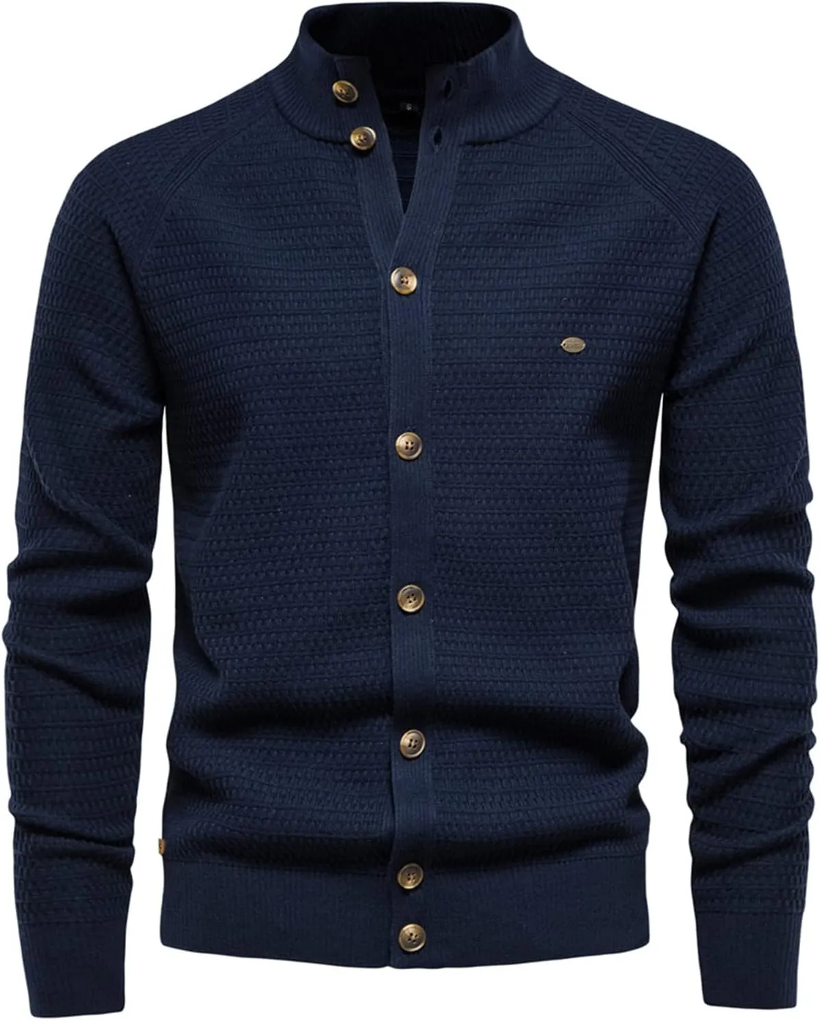 Men's Cable Knitted Heavy Sweaters Thermal Turtleneck Button Down Cardigan Sweater