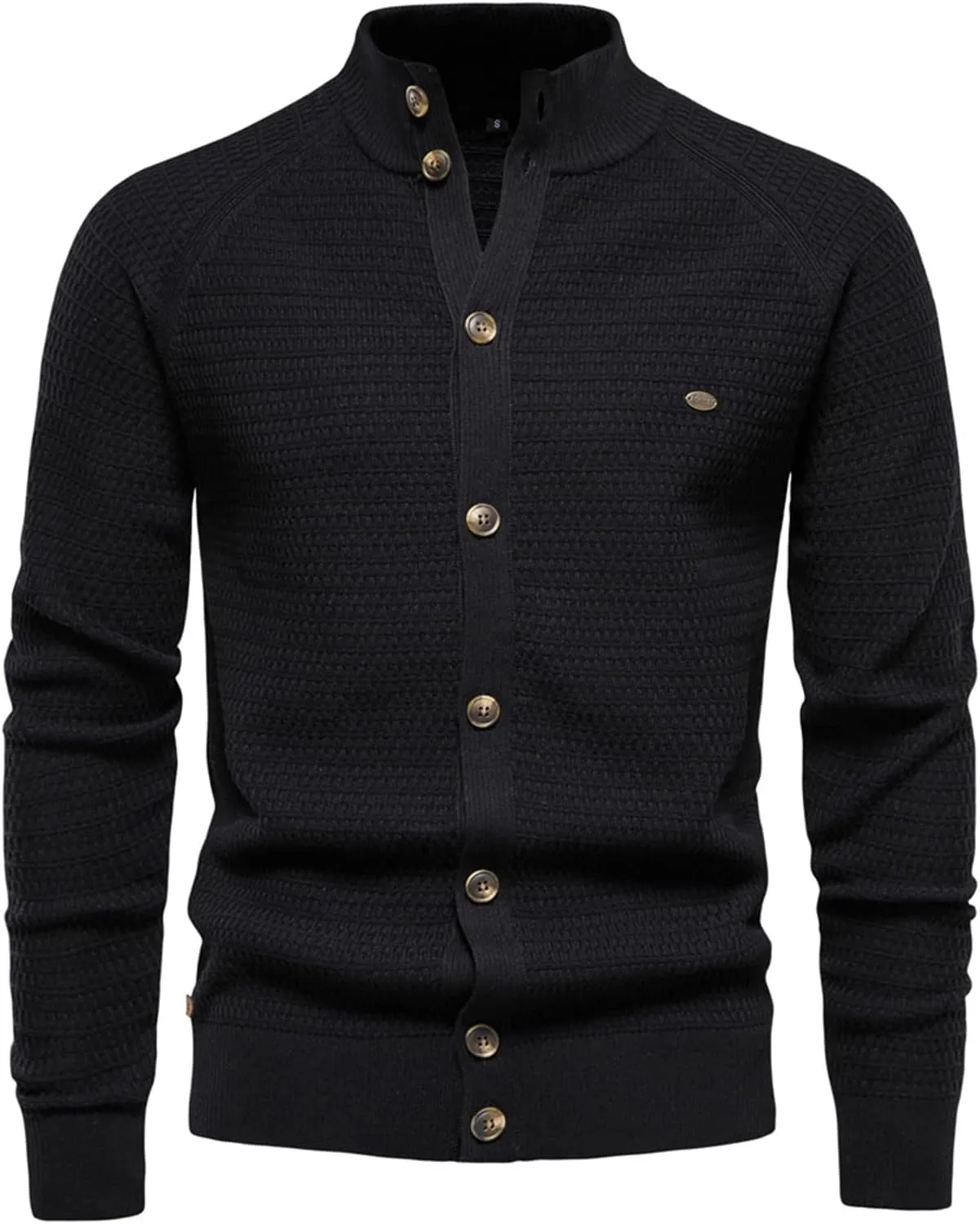 Men's Cable Knitted Heavy Sweaters Thermal Turtleneck Button Down Cardigan Sweater