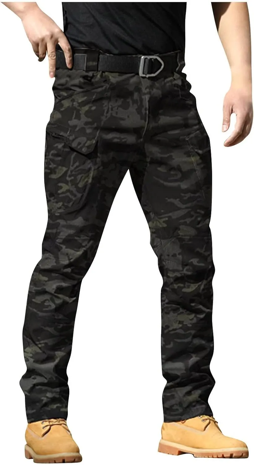 Mens Cargo Pants Relaxed Fit Stretch Construction Work Pants Outdoor Lightweight Ripstop Tactical Pants Hiking Pants