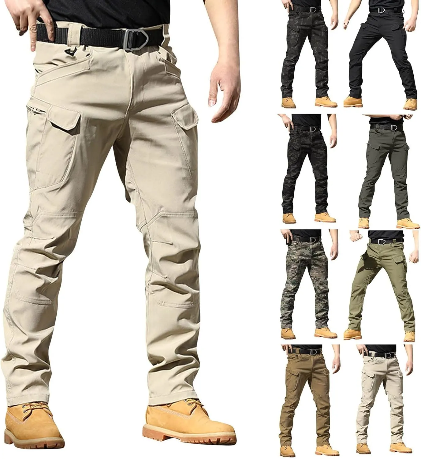 Mens Cargo Pants Relaxed Fit Stretch Construction Work Pants Outdoor Lightweight Ripstop Tactical Pants Hiking Pants
