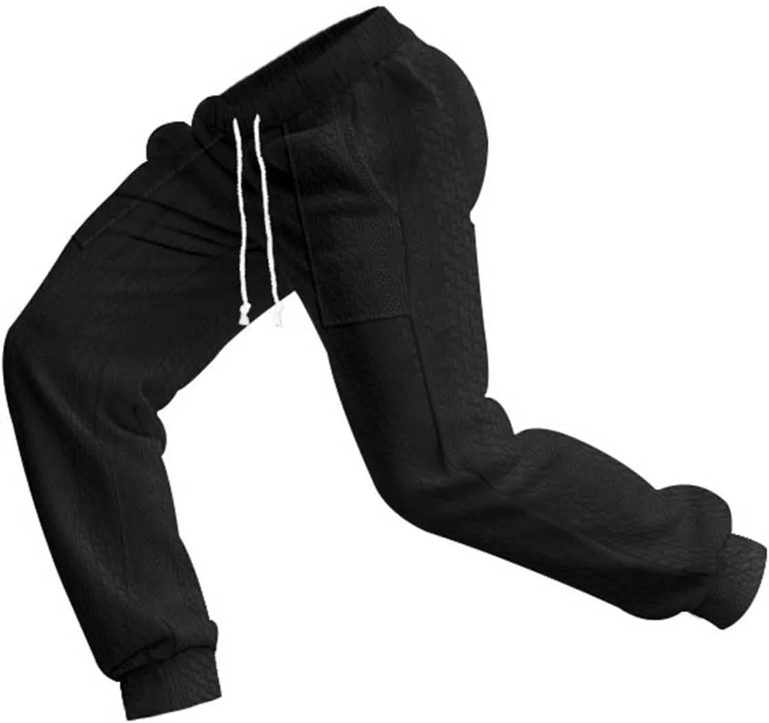Mens Casual Pants Tapered Pants Baggy Drawstring Elastic Waist Sweatpants Soft Breathable Bottoms Lightweight Joggers