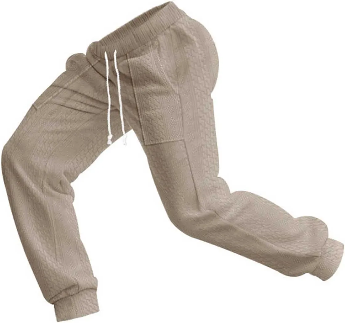 Mens Casual Pants Tapered Pants Baggy Drawstring Elastic Waist Sweatpants Soft Breathable Bottoms Lightweight Joggers