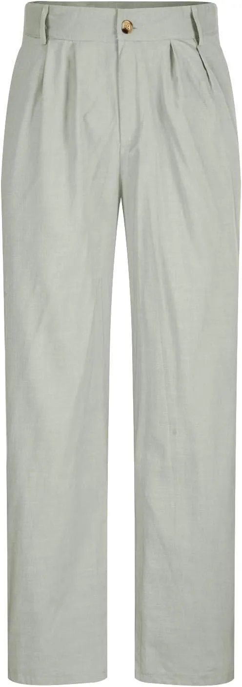 Men's Dress Pants Stretch Classic Fit Suit Pants Casual Pleated Front Dress Pants Straight Fit Pants