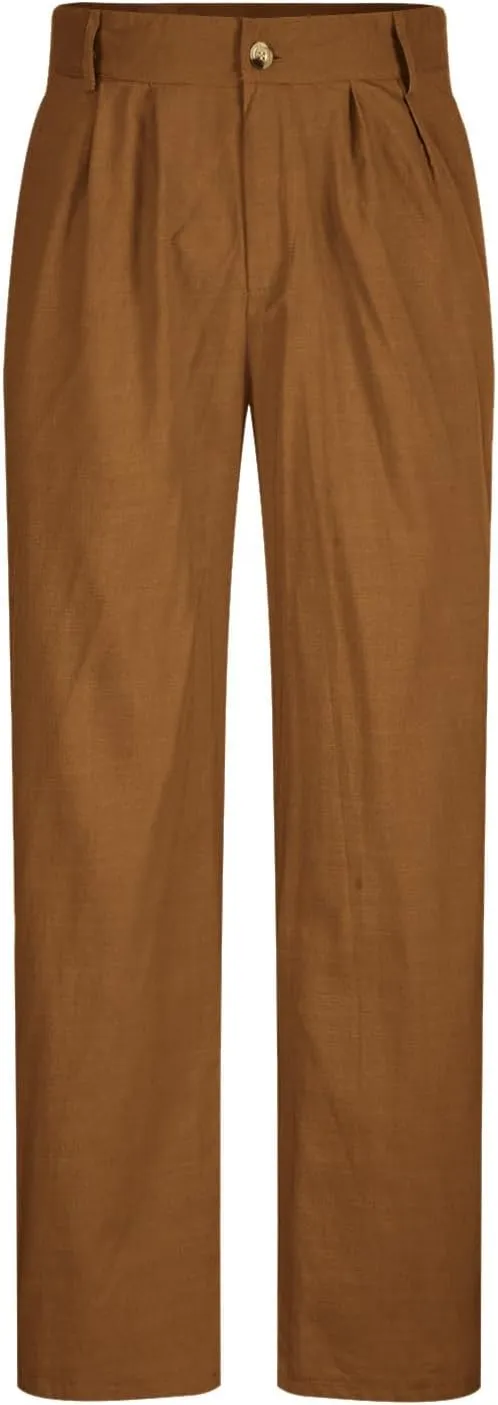 Men's Dress Pants Stretch Classic Fit Suit Pants Casual Pleated Front Dress Pants Straight Fit Pants