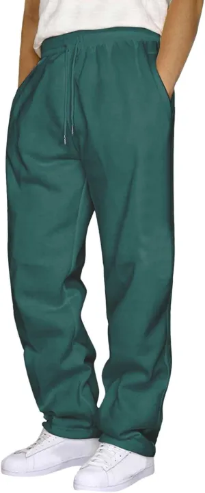 Men's Fleece Cargo Sweatpants Solid Color Joggers Lounge Relaxed Fit Overalls Business Trousers with Pocket
