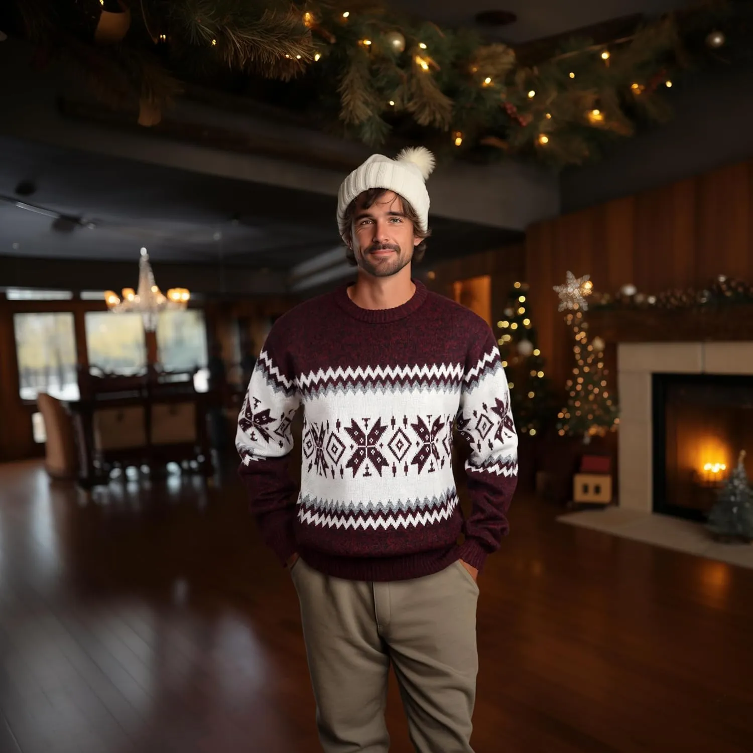 Mens Fleece Pullovers Sweaters Vintage Funny Aesthetic Sweater Ugly Christmas Jumper