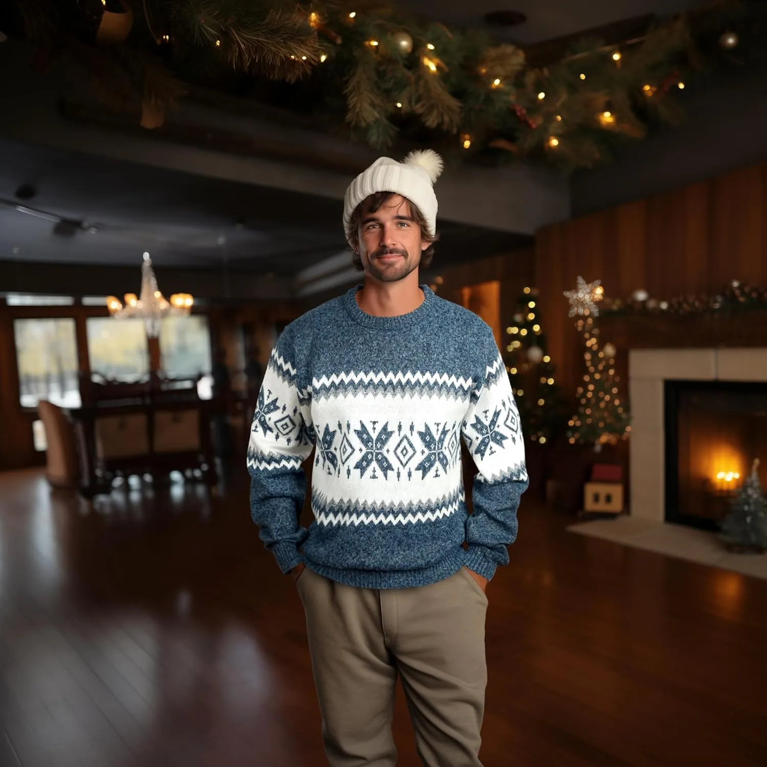 Mens Fleece Pullovers Sweaters Vintage Funny Aesthetic Sweater Ugly Christmas Jumper
