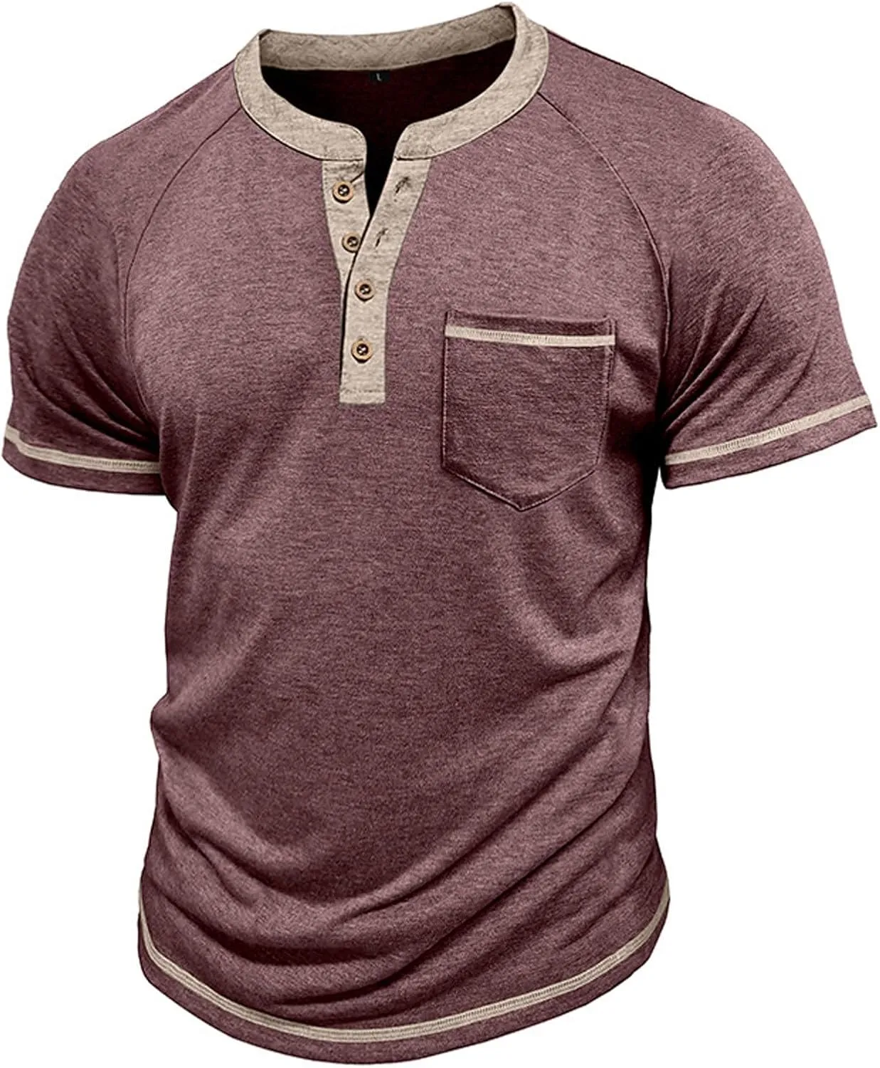 Mens Henley Shirts Short Sleeve Casual Button T-Shirts Basic Cotton Tee Shirts Summer Moisture Wicking Lightweight Tee Tops