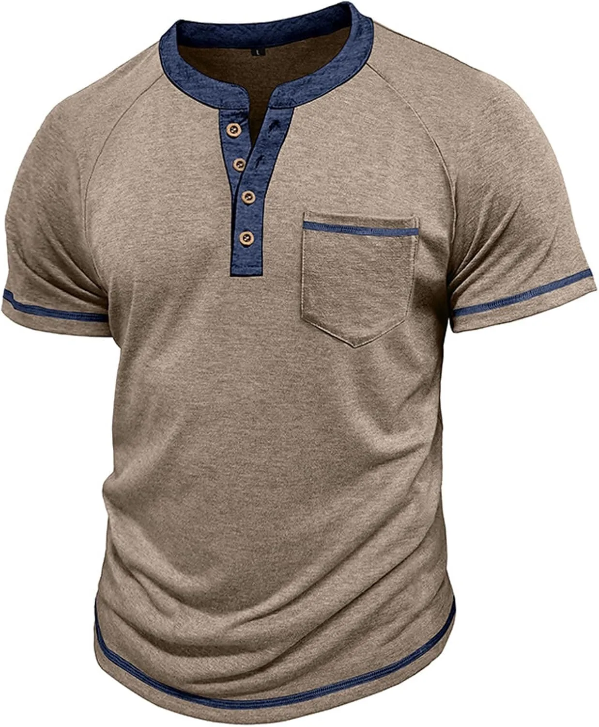 Mens Henley Shirts Short Sleeve Casual Button T-Shirts Basic Cotton Tee Shirts Summer Moisture Wicking Lightweight Tee Tops