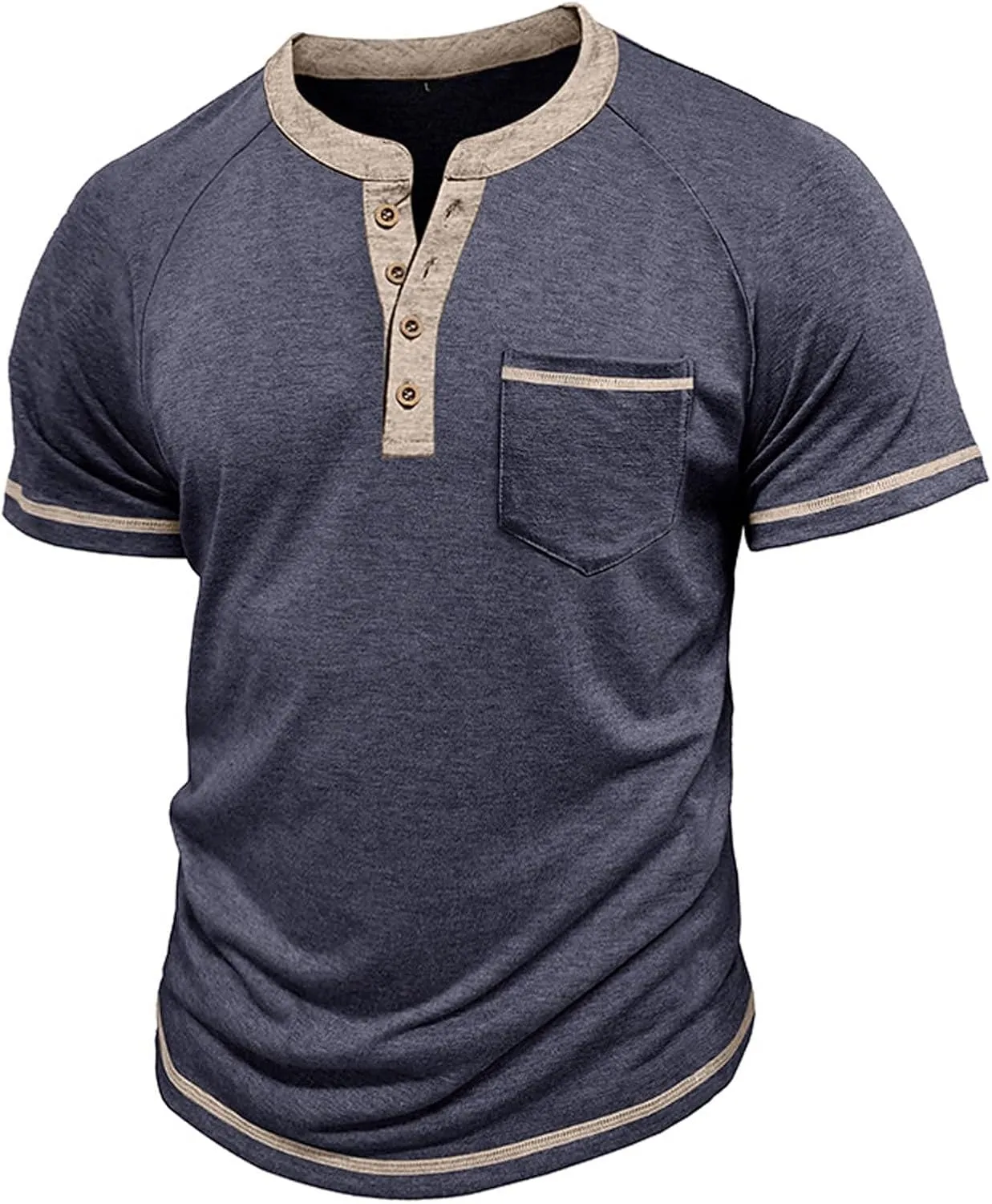 Mens Henley Shirts Short Sleeve Casual Button T-Shirts Basic Cotton Tee Shirts Summer Moisture Wicking Lightweight Tee Tops