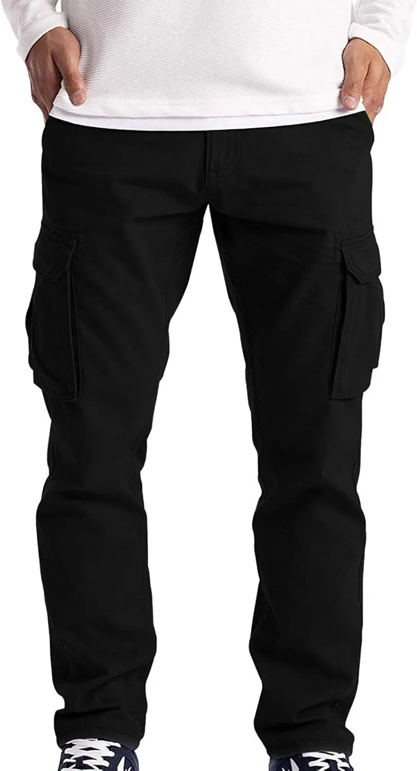 Mens Khaki Pants Pants 6 Full Men's Cargo Cargo Pocket Men's Pants Track Pants Mens Cargo Work Pants Black Joggers