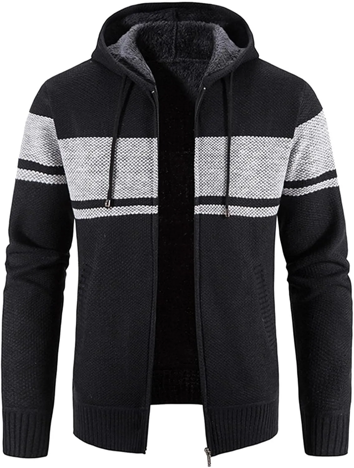 Mens Lightweight Sweater Matching Hooded Zipper Warm Cardigan Knitted Coat Fashion Men mens quilted jacket Old
