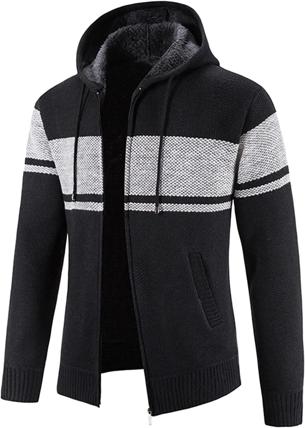 Mens Lightweight Sweater Matching Hooded Zipper Warm Cardigan Knitted Coat Fashion Men mens quilted jacket Old