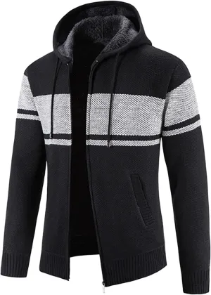 Mens Lightweight Sweater Matching Hooded Zipper Warm Cardigan Knitted Coat Fashion Men mens quilted jacket Old