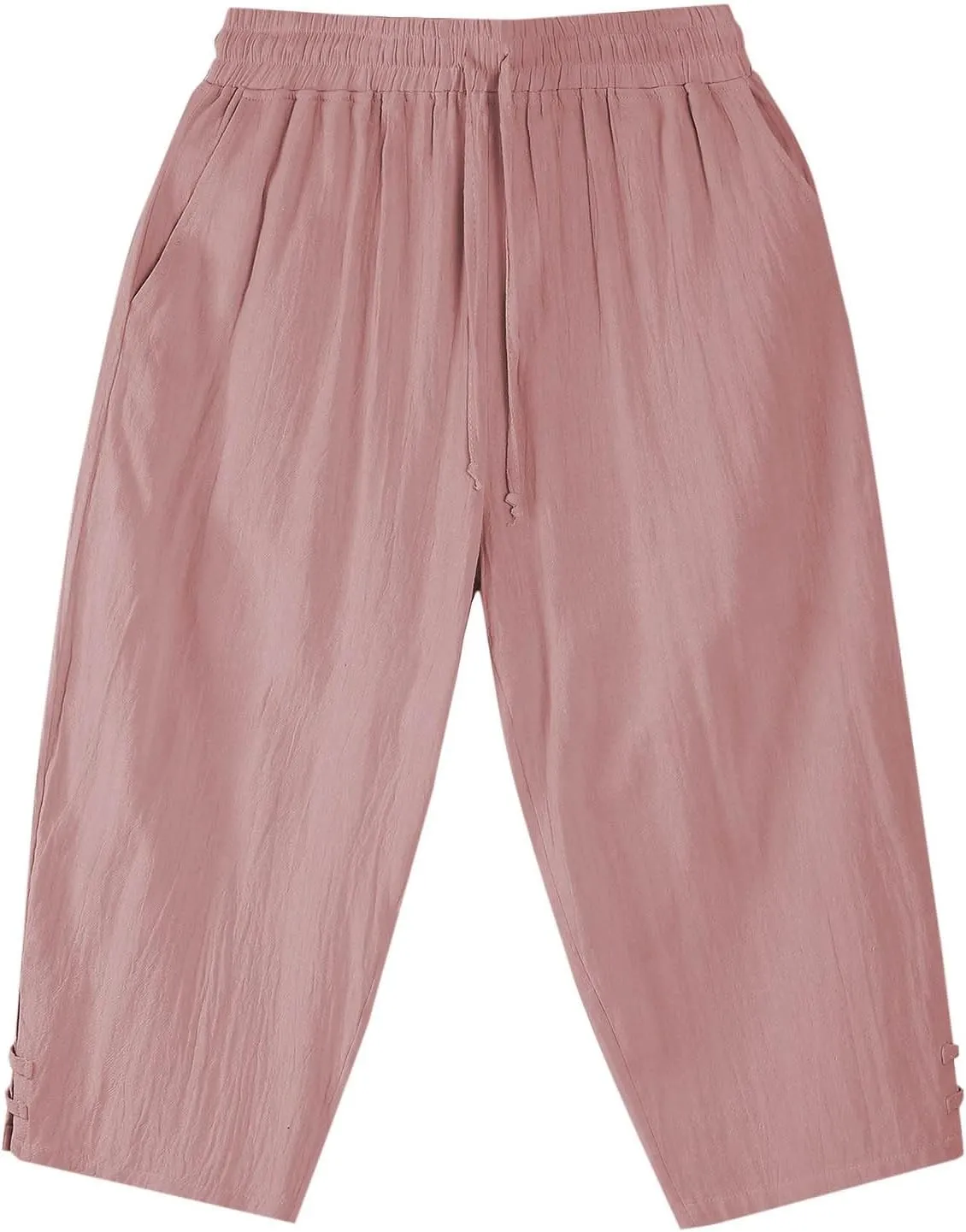 Men's Linen Pants Casual Pants Drawstring Beach Trousers Relaxed-Fit Yoga Pants Summer Elastic Waist Pants