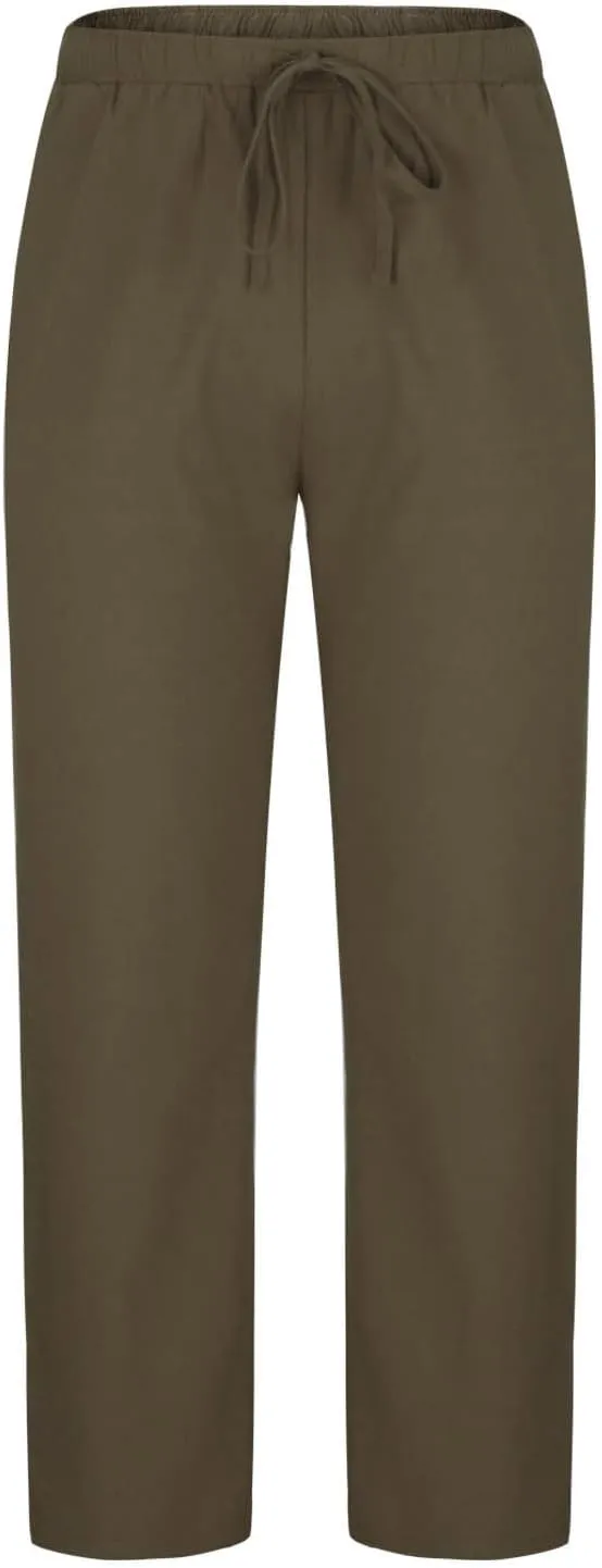 Mens Linen Pants Casual Pants Relaxed-Fit Beach Pants Summer Trousers Drawstring Elastic Waist Pants