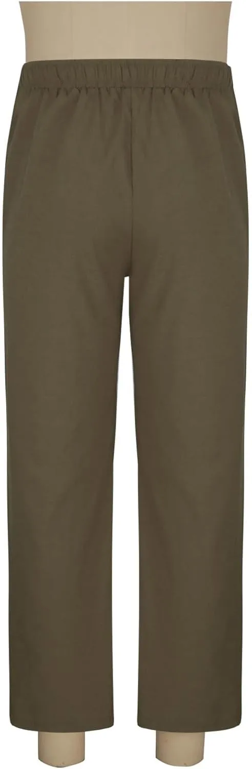 Mens Linen Pants Casual Pants Relaxed-Fit Beach Pants Summer Trousers Drawstring Elastic Waist Pants