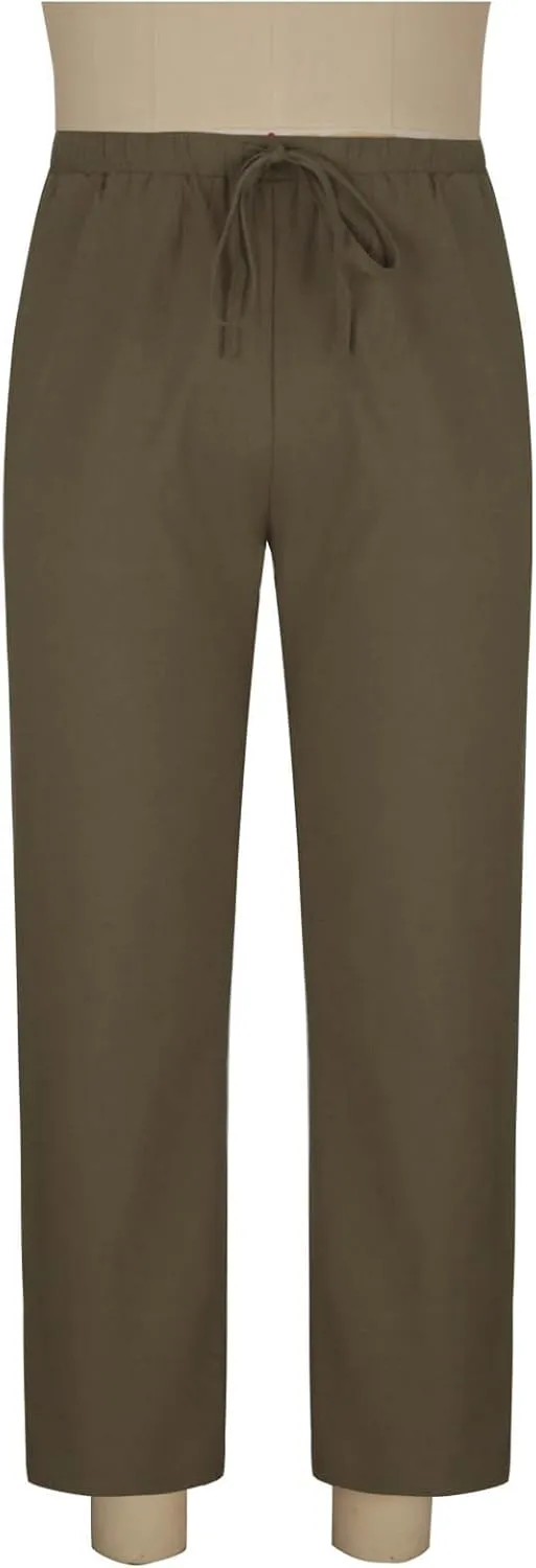 Mens Linen Pants Casual Pants Relaxed-Fit Beach Pants Summer Trousers Drawstring Elastic Waist Pants
