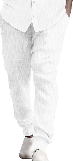 Men's Linen Pants Casual Pants Relaxed-Fit Beach Trousers Summer Yoga Pants Drawstring Elastic Waist Pants
