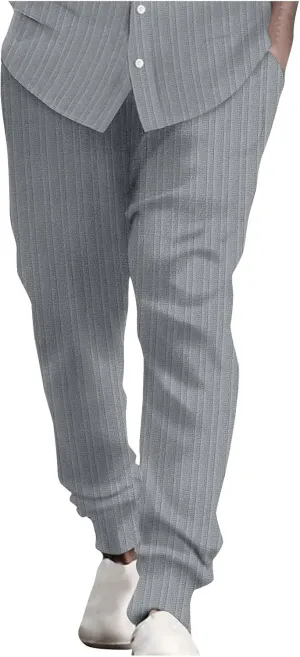 Men's Linen Pants Casual Pants Relaxed-Fit Beach Trousers Summer Yoga Pants Drawstring Elastic Waist Pants