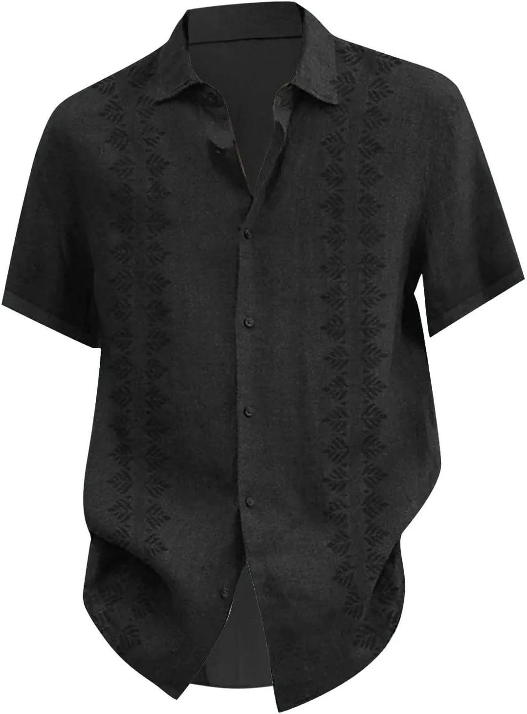 Men's Linen Shirts Big and Tall Short Sleeve Casual Button Down Shirts Lightweight Summer Beach Dress Shirts Tops