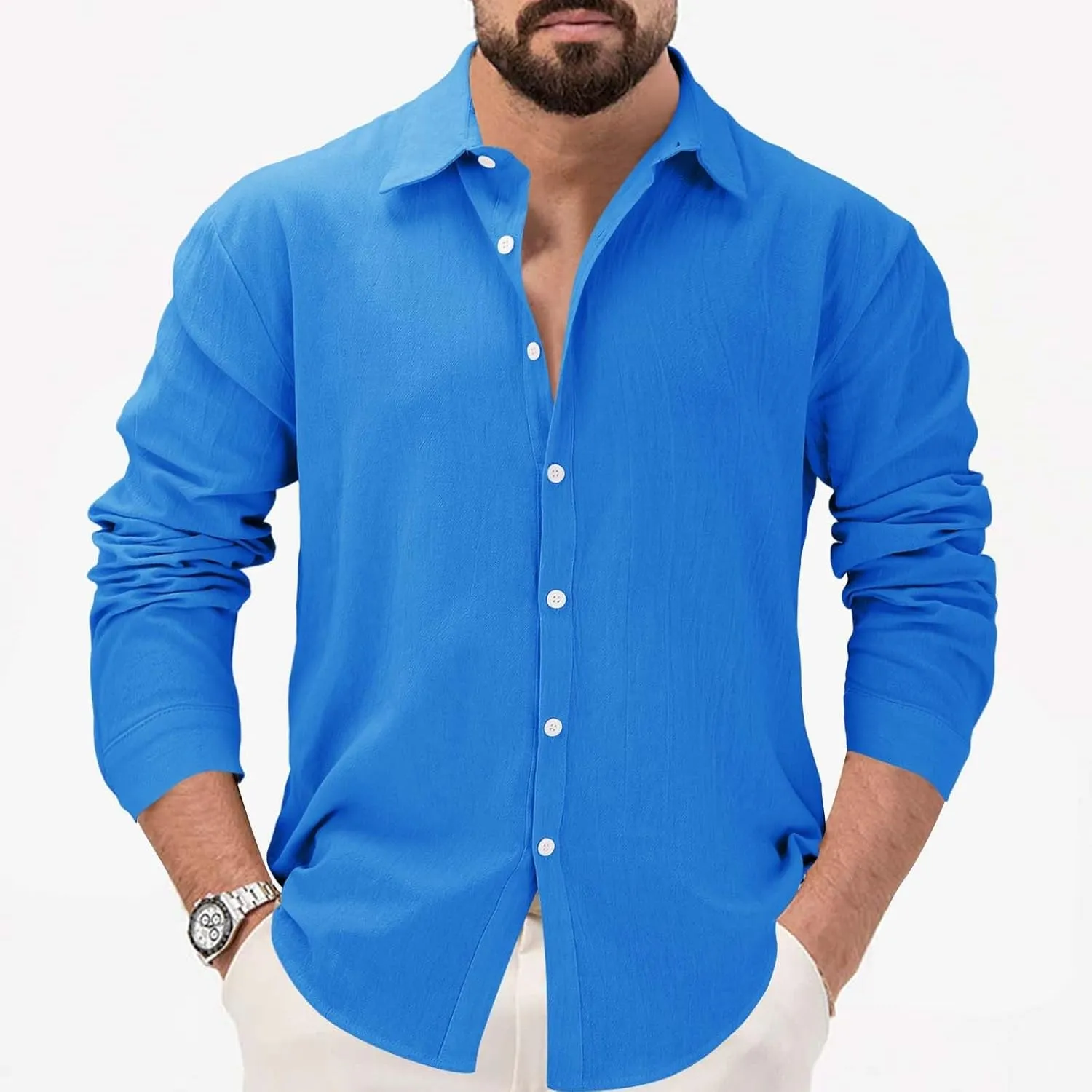 Men's Long Sleeve Casual Button Down Shirts Untucked Shirts for Men Business Work Shirts Regular Fit Dress Shirt