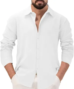 Men's Long Sleeve Casual Button Down Shirts Untucked Shirts for Men Business Work Shirts Regular Fit Dress Shirt