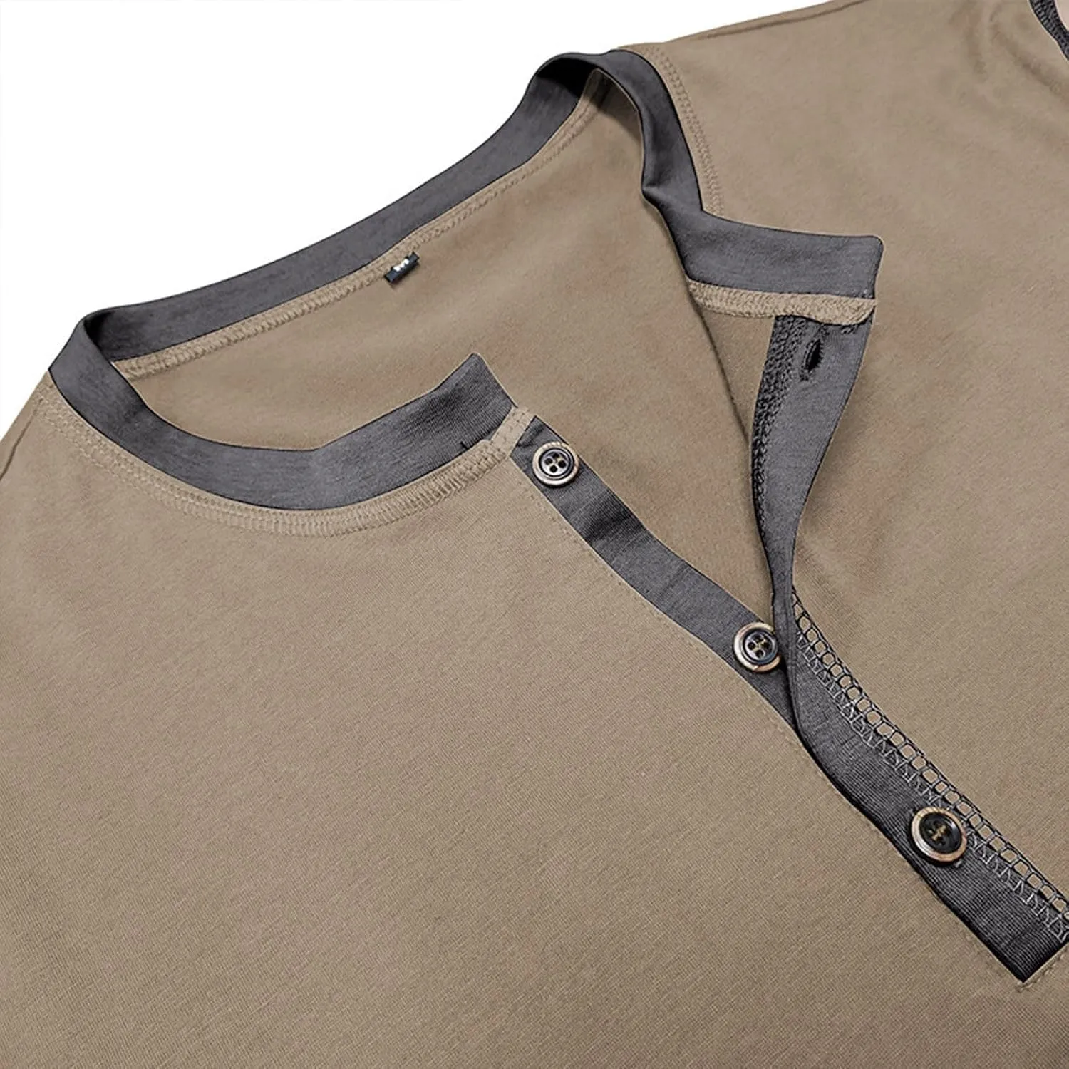 Mens Long Sleeve Muscle T Shirts Athletic Fit Henley Shirts Casual Button Crewneck Longline Gym Workout Tee Shirts