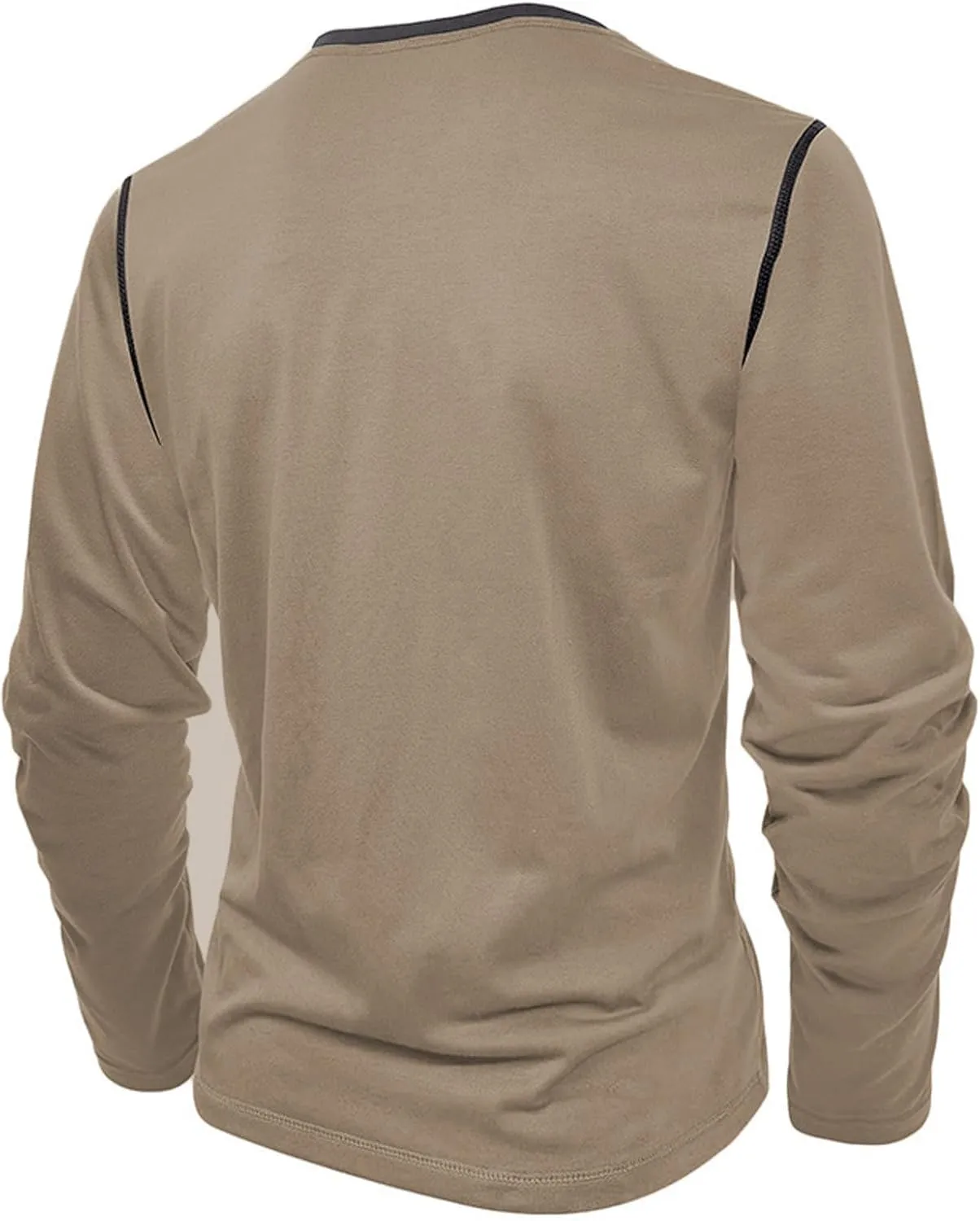 Mens Long Sleeve Muscle T Shirts Athletic Fit Henley Shirts Casual Button Crewneck Longline Gym Workout Tee Shirts