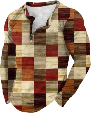 Men's Long Sleeve Polo Shirts Henley Shirts for Men Long Sleeve Casual Polo Sweatshirts Patchwork Linen Golf Shirts