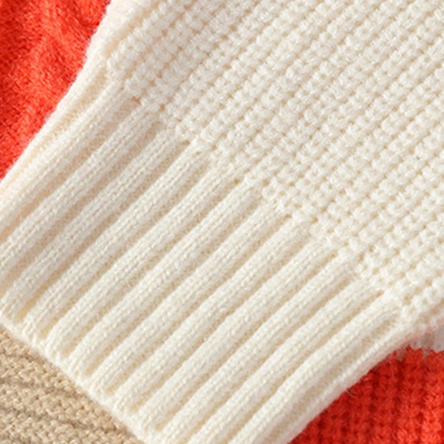 Men's Oversized Color Blocked Knitted Sweater Long Sleeve Crewneck Pullover Casual Jumper Fall Winter Fashion Loose Warm Top