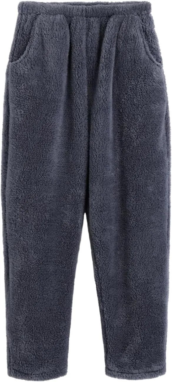 Mens Pajama Pants Flannel Cotton Plaid Sleep & Lounge Pants Funny Pj Bottoms Wide Leg Holiday Sleepwear