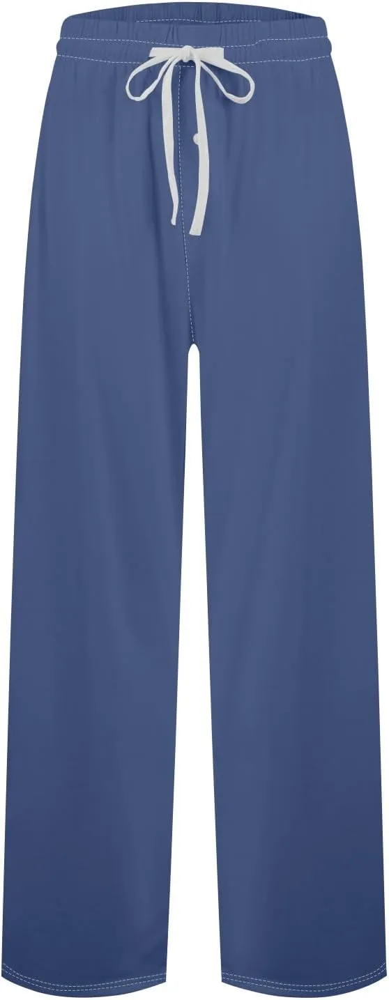 Mens Pajama Pants, Soft Cotton Sleep Lounge Pants Solid Plaid Comfort Soft Sleep Pant with Pockets and Drawstring