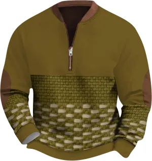 Mens Pullover Sweater Zippe Up Long Sleeve Fashion Vintage Sports V-Neck Graphic Casual Sweatshirts