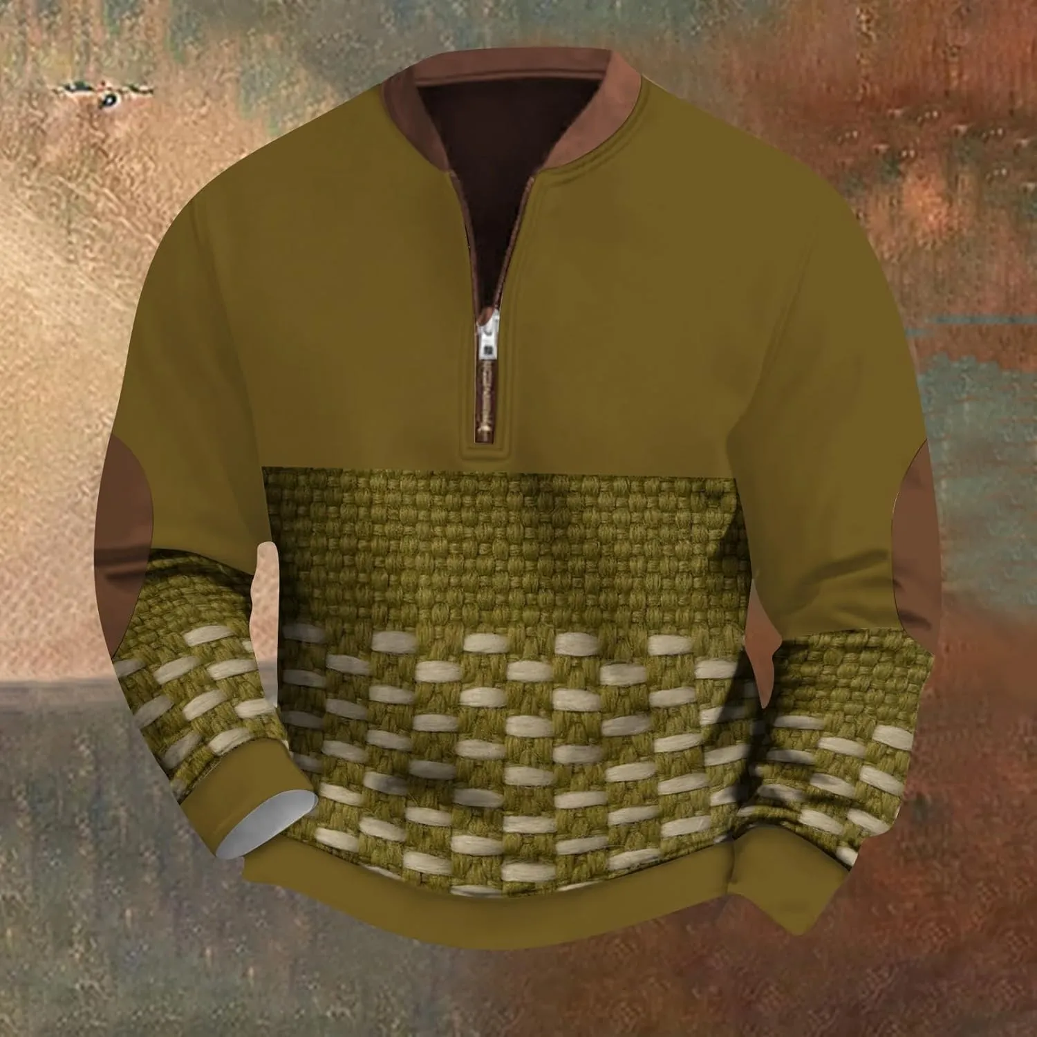 Mens Pullover Sweater Zippe Up Long Sleeve Fashion Vintage Sports V-Neck Graphic Casual Sweatshirts