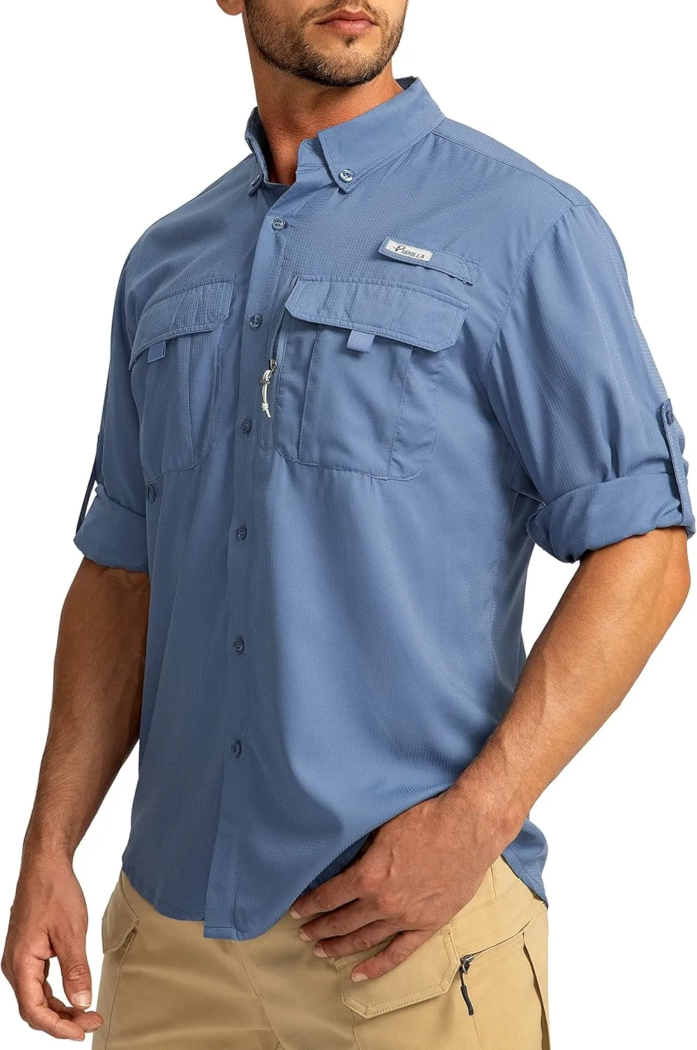 Men's Sun Protection Fishing Shirts Long Sleeve Travel Work Shirts for Men UPF50  Button Down Shirts with Zipper Pockets