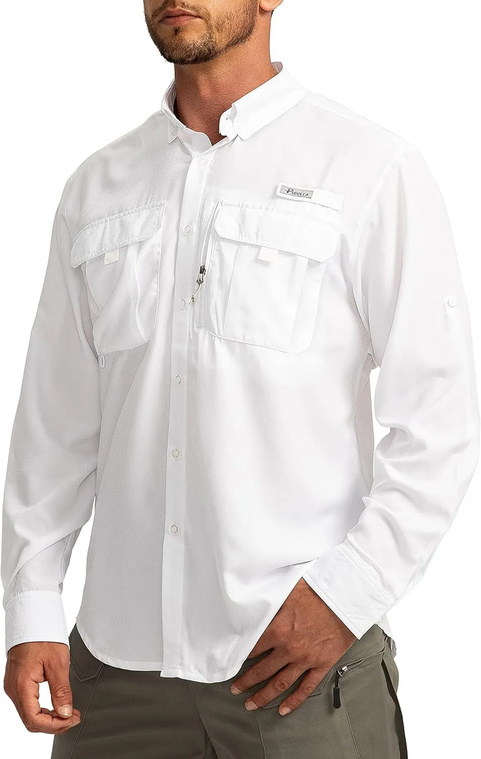 Men's Sun Protection Fishing Shirts Long Sleeve Travel Work Shirts for Men UPF50  Button Down Shirts with Zipper Pockets