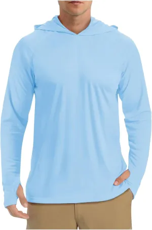 Men's Sun Shirts UPF 50  Hooded Fishing Shirts Long Sleeve UV Fishing Hoodies Hiking Swim Athletic Workout T-Shirts
