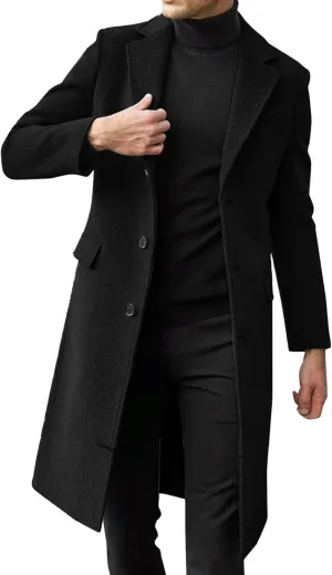 Men's Sweater Single Breasted Trench Coat Winter Oversized Warm Lapel Work Business Jacket Outerwear Sweater