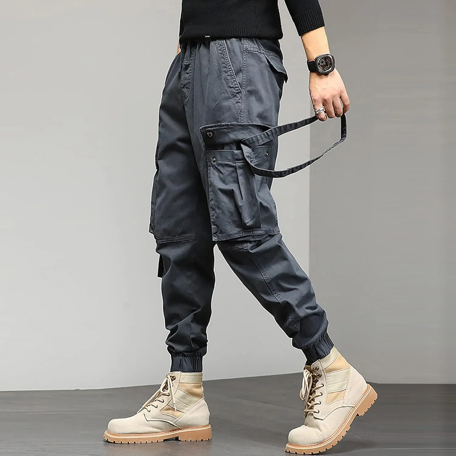 Mens Sweatpants with Pockets Big and Tall Casual Rope Loose Heavyweight Fit Cargo for Men Loose Sports Trousers Pants