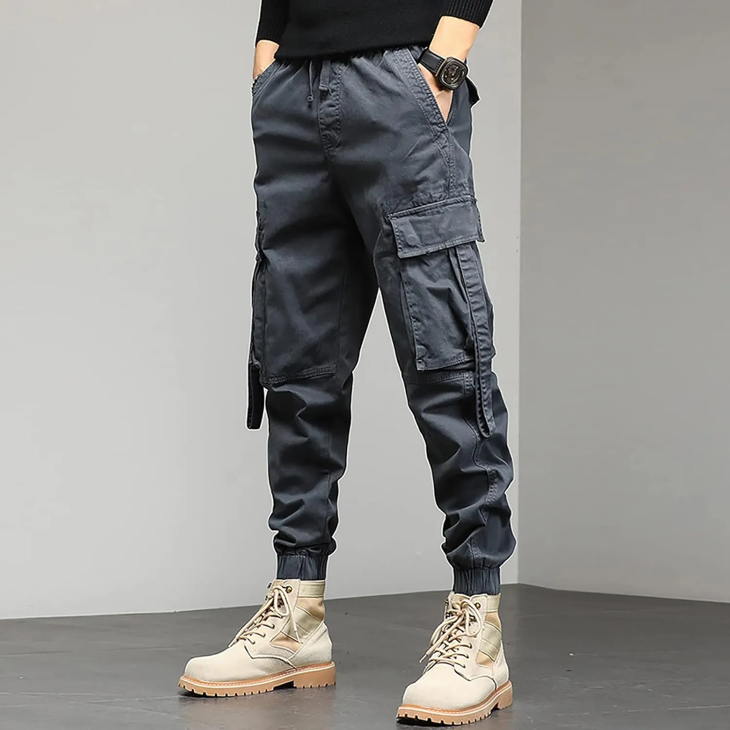 Mens Sweatpants with Pockets Big and Tall Casual Rope Loose Heavyweight Fit Cargo for Men Loose Sports Trousers Pants