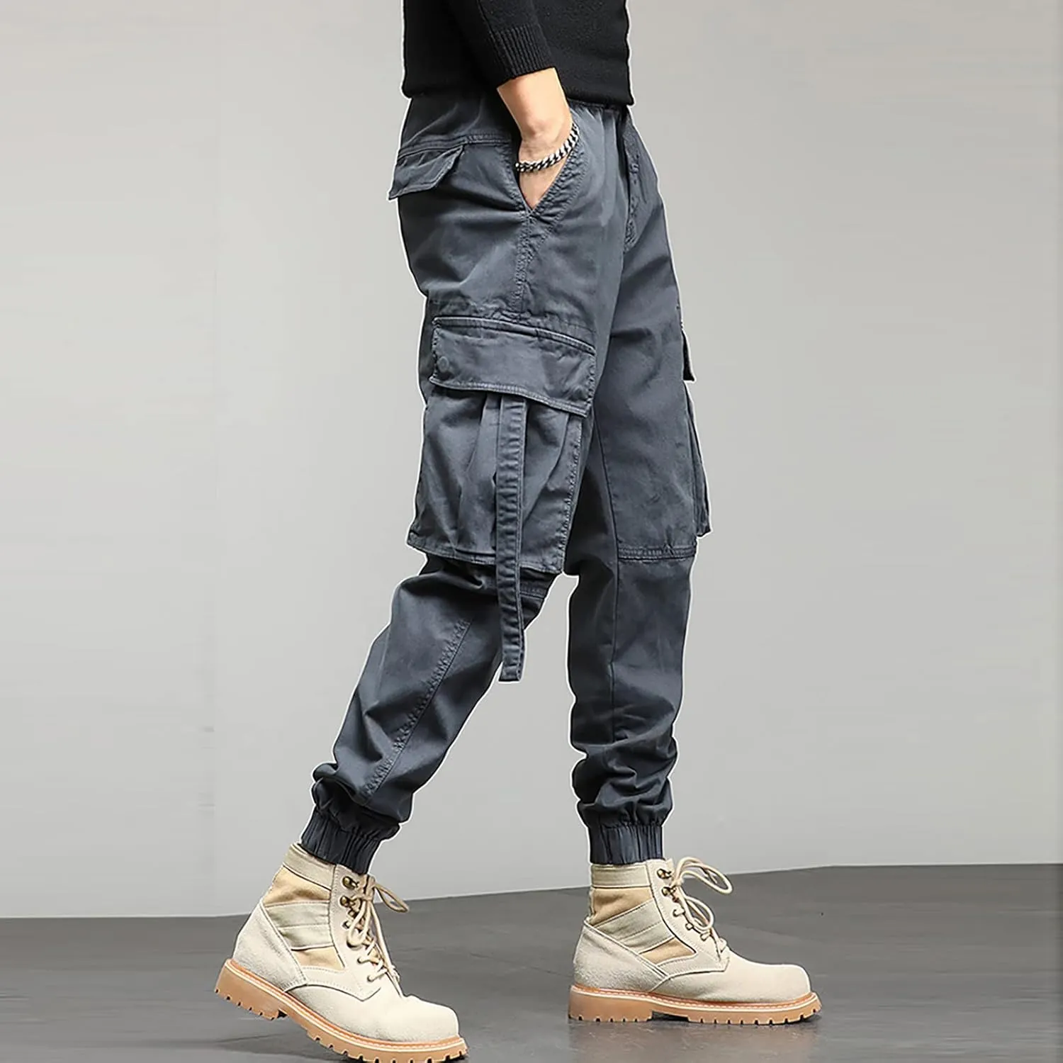 Mens Sweatpants with Pockets Big and Tall Casual Rope Loose Heavyweight Fit Cargo for Men Loose Sports Trousers Pants