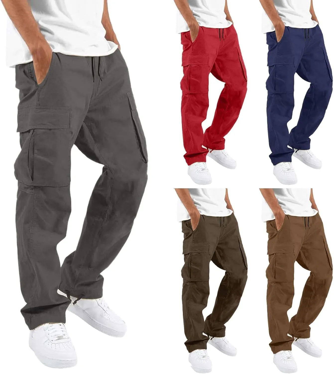 Mens Sweatpants with Pockets Big and Tall Joggers for Men Elastic Waist with Zipper Pockets Sweat Pants Men's Winter