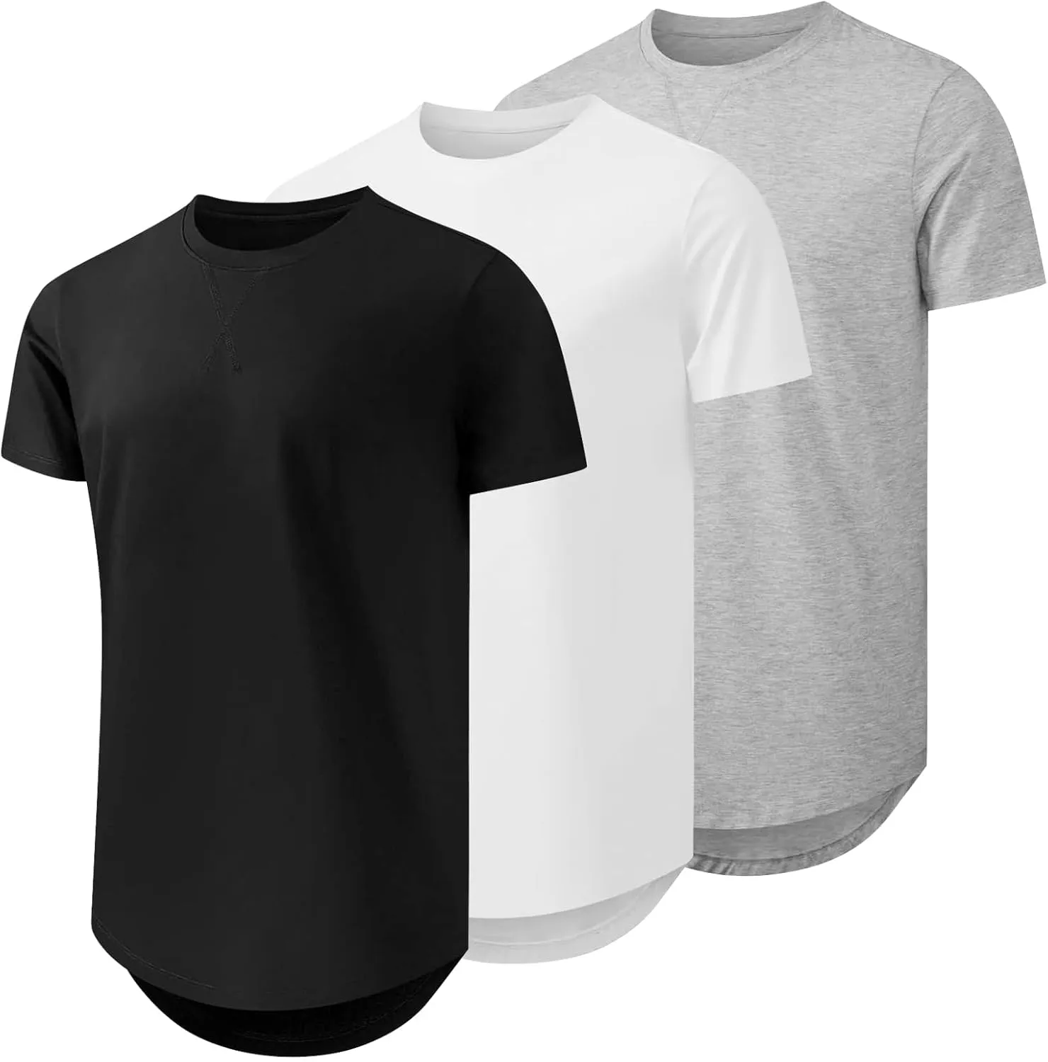 Mens T Shirts Casual Hipster Hip Hop Longline Crewneck Tee Shirts