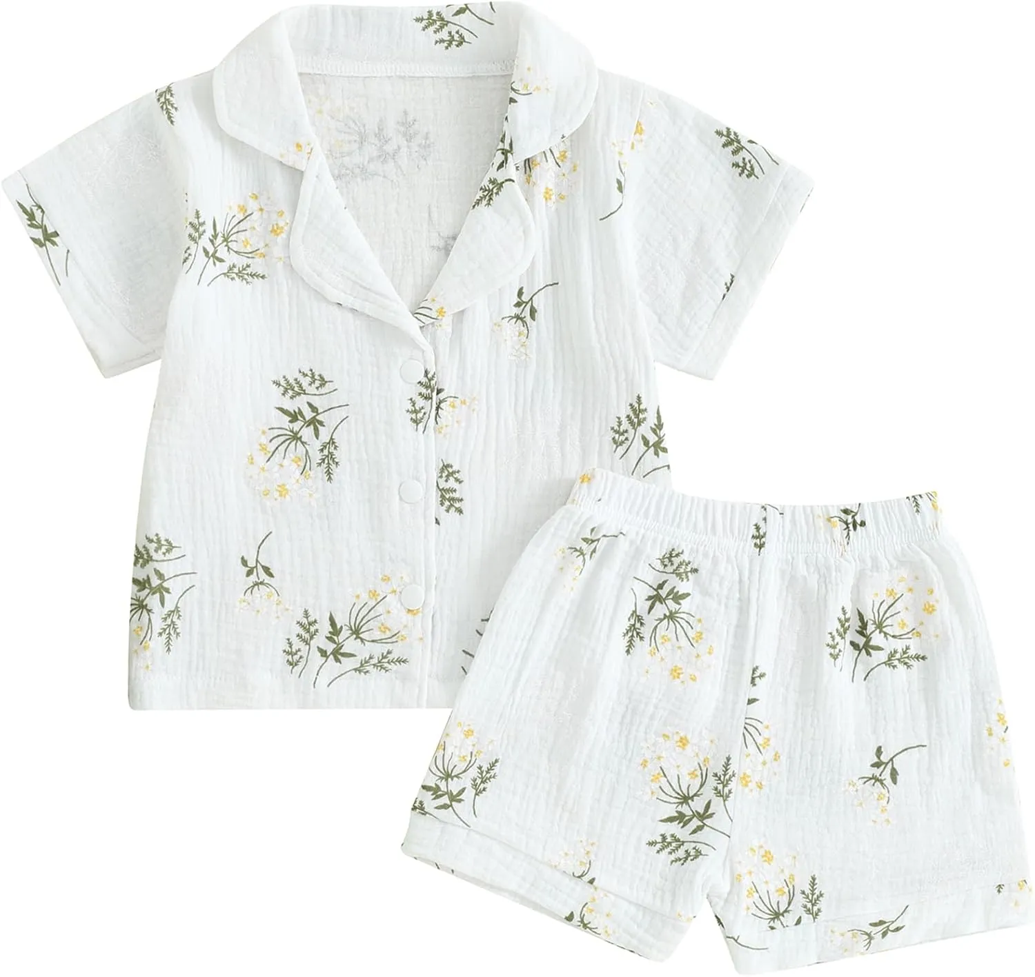 Mubineo Toddler Baby Boy Girl Summer Pajamas Sets Cotton Linen Short Sleeve Pjs Sleepwear Homewear Comfy Clothes Outfits