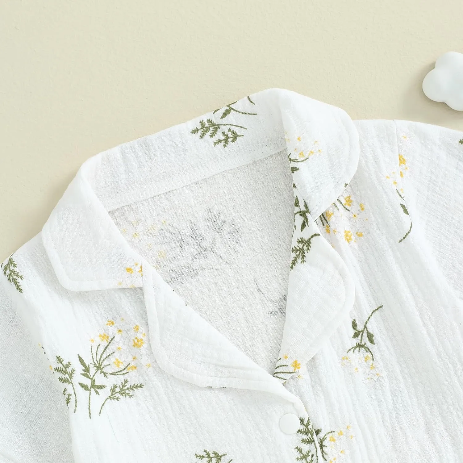 Mubineo Toddler Baby Boy Girl Summer Pajamas Sets Cotton Linen Short Sleeve Pjs Sleepwear Homewear Comfy Clothes Outfits